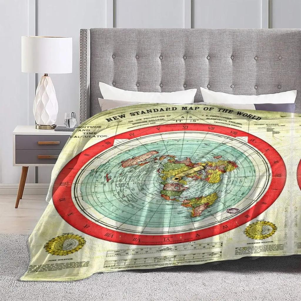 Soft Durable Blanket Camping Gleason 1892 Flat Earth Map Throw Blanket Nature Flannel Bedspread Bedroom Graphic Sofa Bed Cover