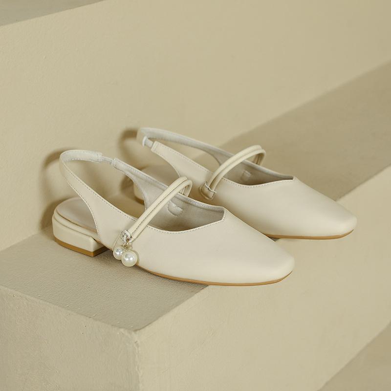 

Босоножки Баотоу Женская юбка Жемчуг Толстый каблук Мэри Джейн Женская обувь Каблуки 34 абрикосовый