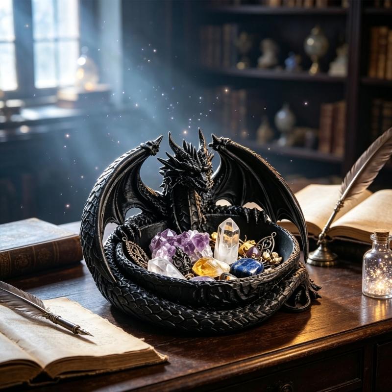 Dragon Trinket Dish Display Dish 4.65 In Jewelry Tray for Desks and Dressers, Small Article Bowl for Earrings and Necklaces