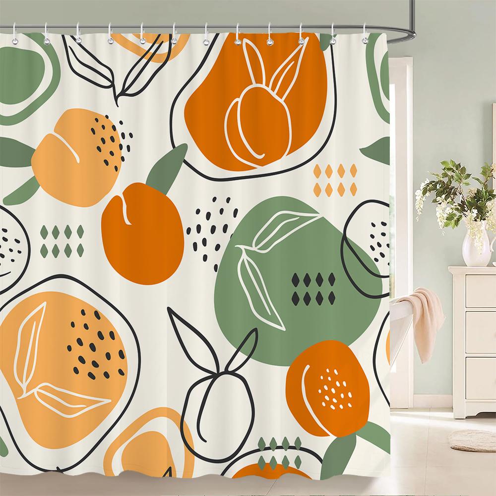 1 pack Minimalist art leaves printing shower curtain bathroom partition bathroom curtain with hooks home decorative curtain