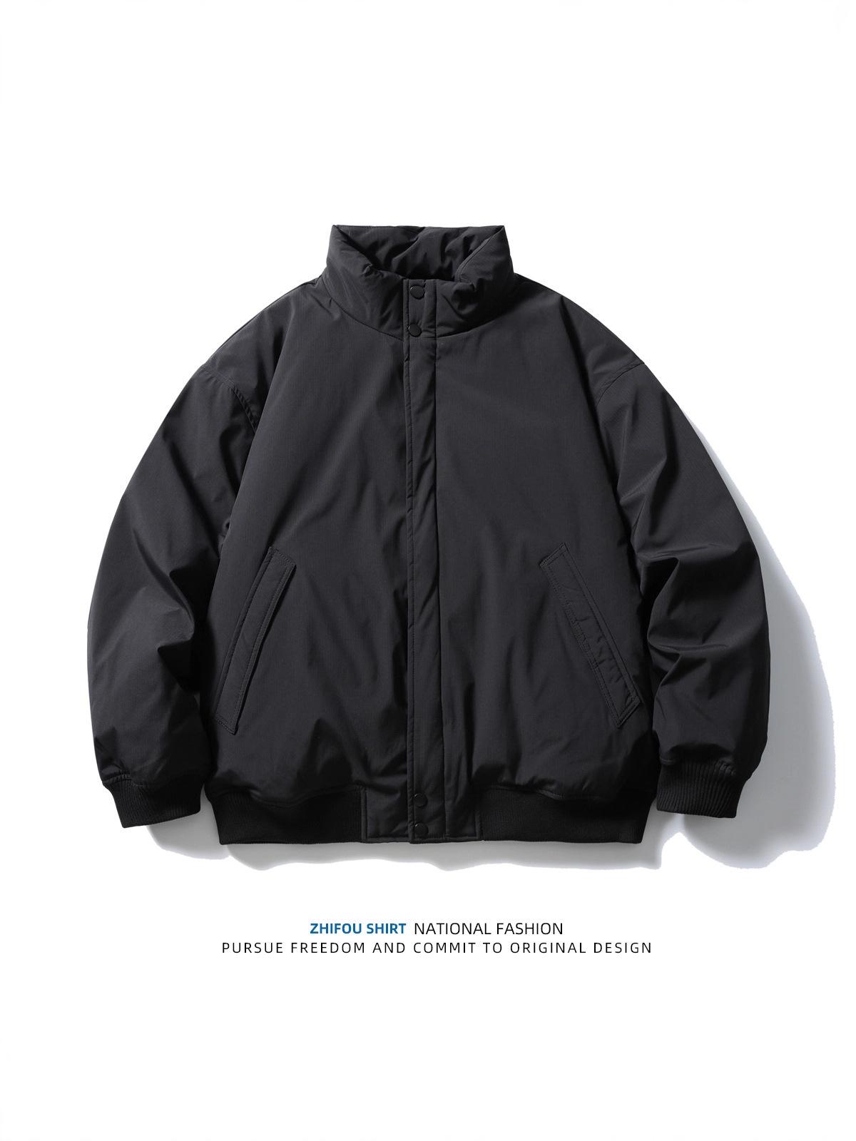 Унисекс Японская Ретро Зимняя Хэррингтон Хлопковая Пуховая Куртка: Свободный, теплый, модный. XL чёрный