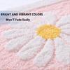 Inyahome Daisy Flower Bath Rugs Fluffy Soft Fiber Mat Non Slip Bathmat Plush Bathroom Rug for Bathroom Shower Room Floor Carpets