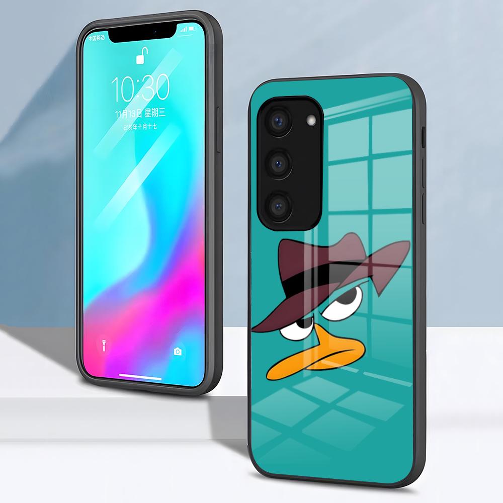 P-Perry The P-Platypus Phone Case For Samsung S26 S25 S24 FE S23 S22 S21 Plus S20 Ultra Note20Ultra Black Glass Cover