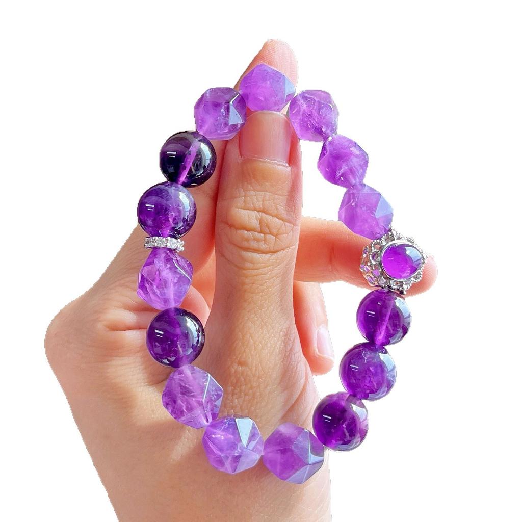 Natural Amethyst Bracelet, Purple Fluorite Rose Amethyst Cut Face Versatile High-End Bracelet, Crystal Bracelet.