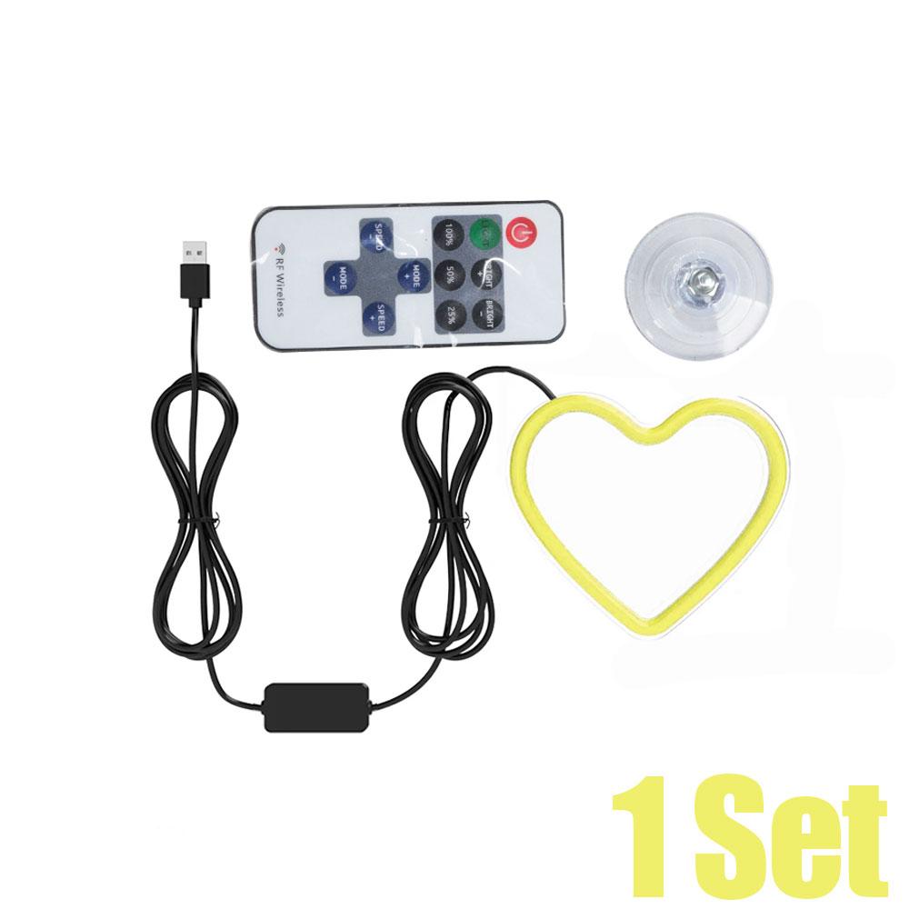 Car Window LED Lights Glowing Heart Atmosphere Lamp USB Wiring Car Modification Neon Car Interior Decoration Lights Strip