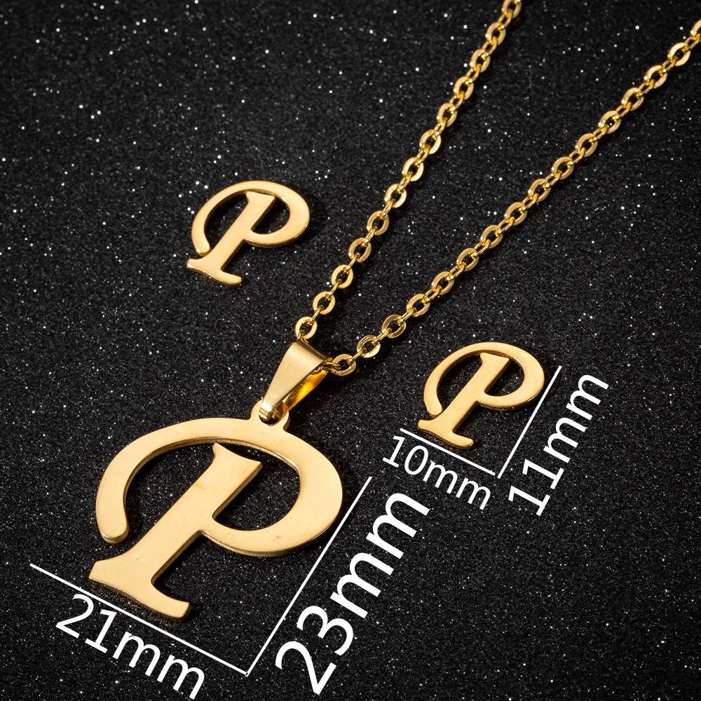 English Letter Necklace & Earring Set: Fashionable Jewelry for Women