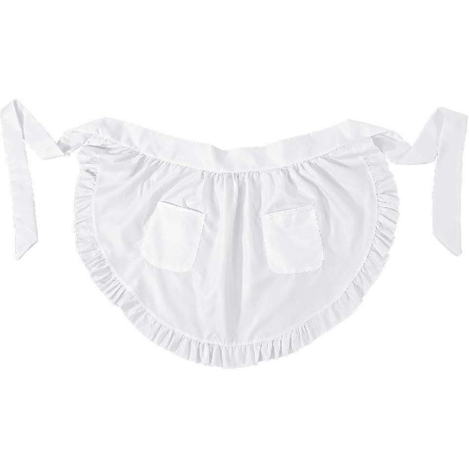 Maid Waist Apron with Two Pockets Women's Waitress Kitchen Cleaning Half Apron