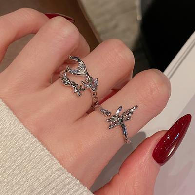 New Niche Design Butterfly Open Ring High Sense Temperament Fishtail Goldfish French Light Luxury Ring Women