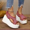Sandals for Women in Spring and Summer, Comfortable and Casual Mesh Shoes with Thick Soles and Platform Heels, Large Size, Sporty Style