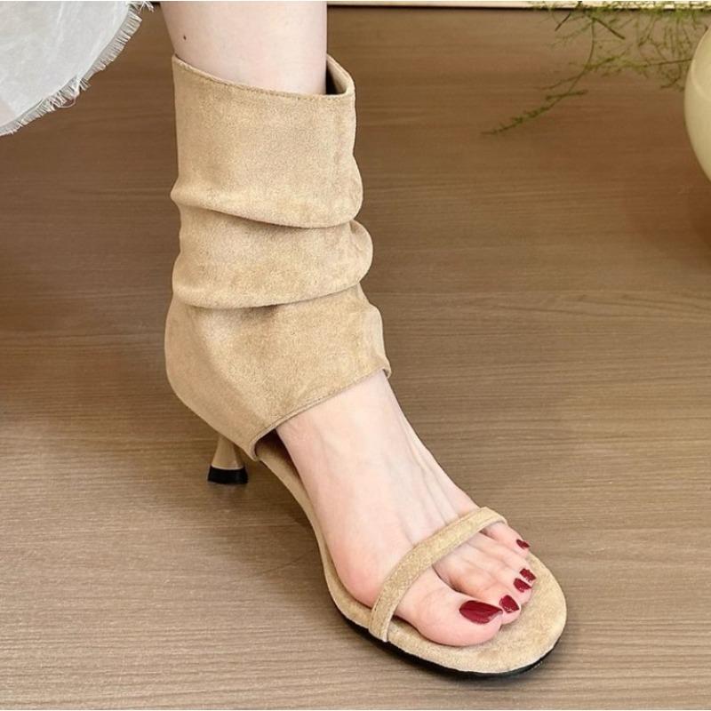 Fashion Heeled Sandals Women Summer Boots Kitten High Heels Shoes Designer New Style Brand Cowboy Ankle Open Toe Casual Party Pumps Cool