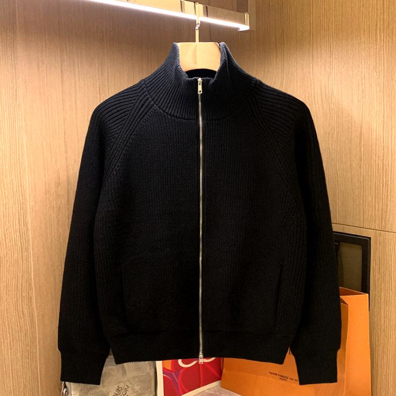 

Мужская зеленая полуводолазка на молнии - зимняя повседневная трикотажная куртка L чёрный