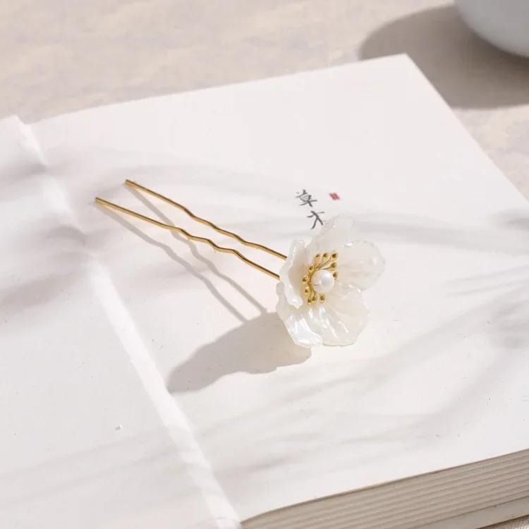 Summer Fashion Hair Clips Flower Classical Hairpin U Shape Girls Hair Accessories Headwear Fashion Head Decoration Creative Gift