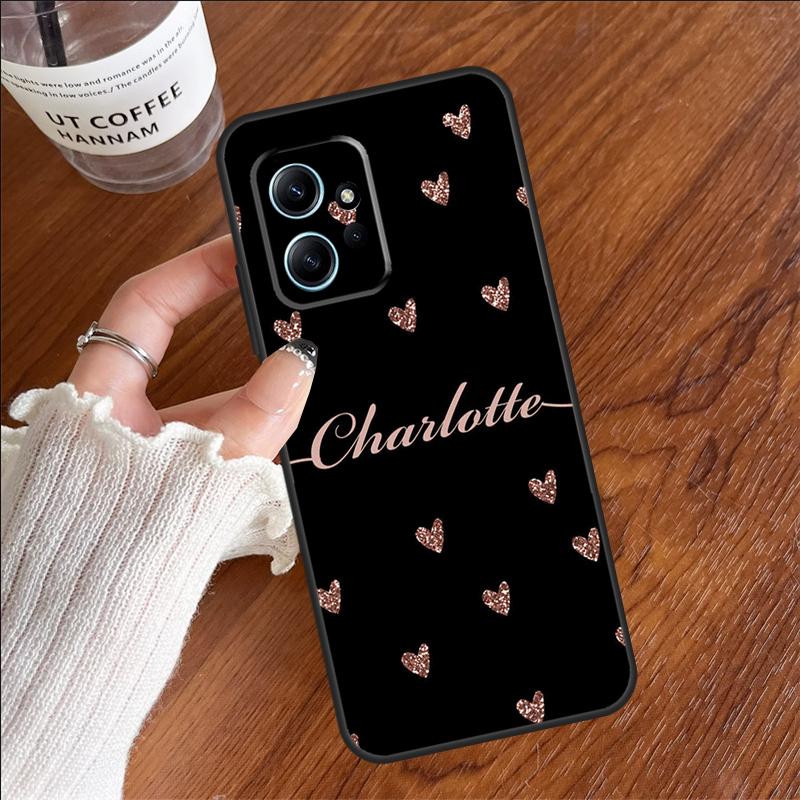 Bling Personalised Name Plating Case For Xiaomi Redmi 12C 13C 14C 10C Redmi Note 13 Pro 14 12 11 9 10 9S 10S 11S 12S Cover