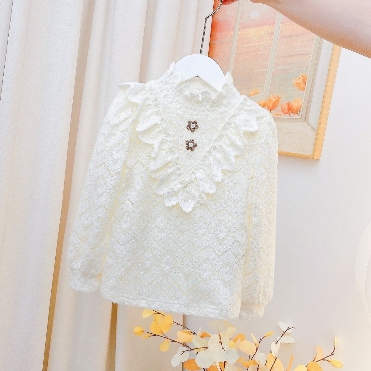 

Белая нижняя футболка с длинными рукавами для девочек-подростков, зимняя детская кружевная утепленная блузка с высоким воротом, топы, детская одежда, теплый пуловер 150