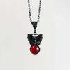Dunkles Gotisches Temperament Schwarzer Schmetterling Rotes Glas Kristall Anhänger Halskette für Damen Halloween Mystische Hexe Schmuck Geschenk