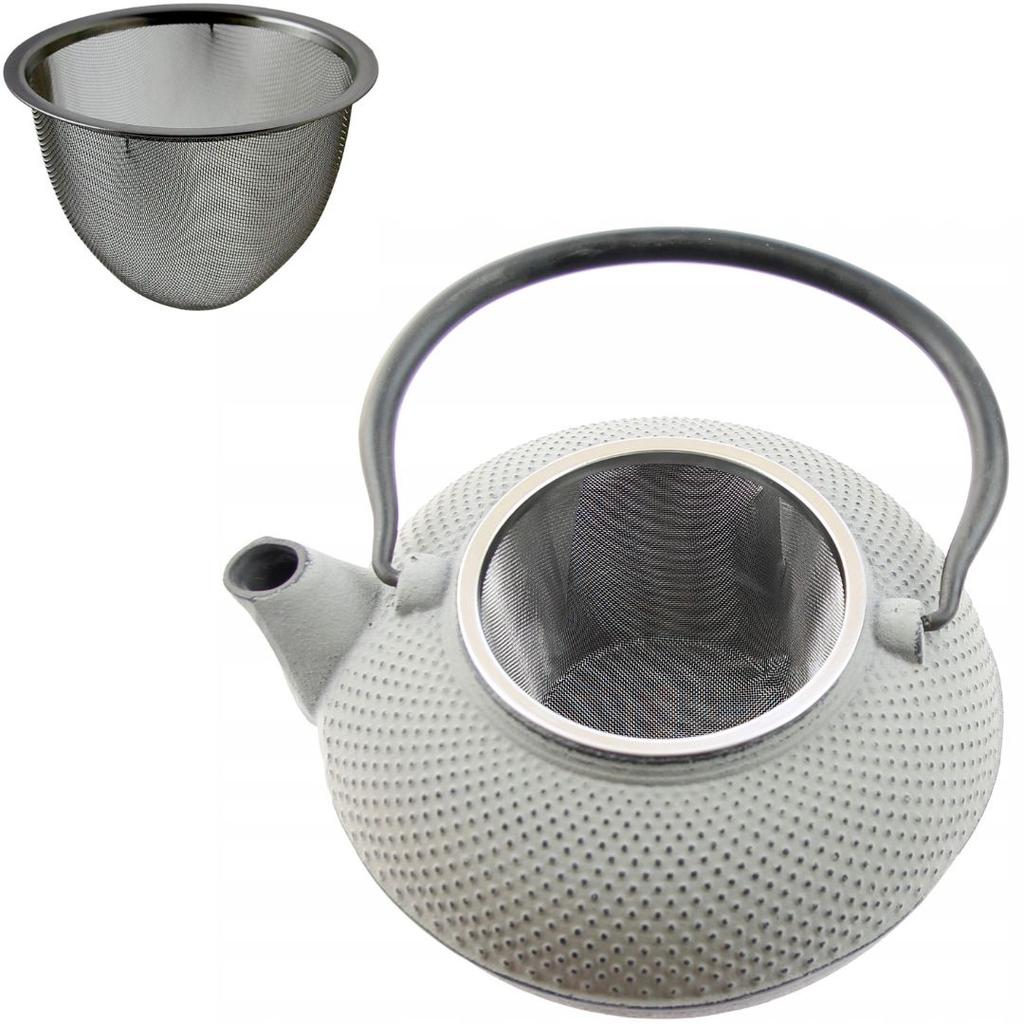 KETTLE 1.5 L CAST IRON TEAPOT STRAINER TEA INFuser SET + 2x CUPS