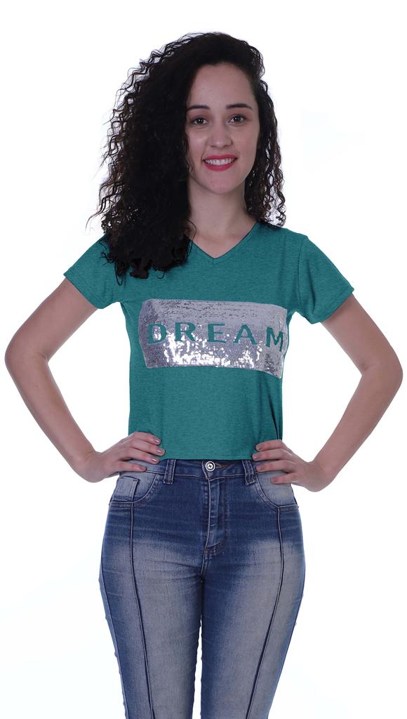 Moomaya Womens Short Sleeves V Neck Tshirt Top w  Sequin Patch ShortTee Summer
