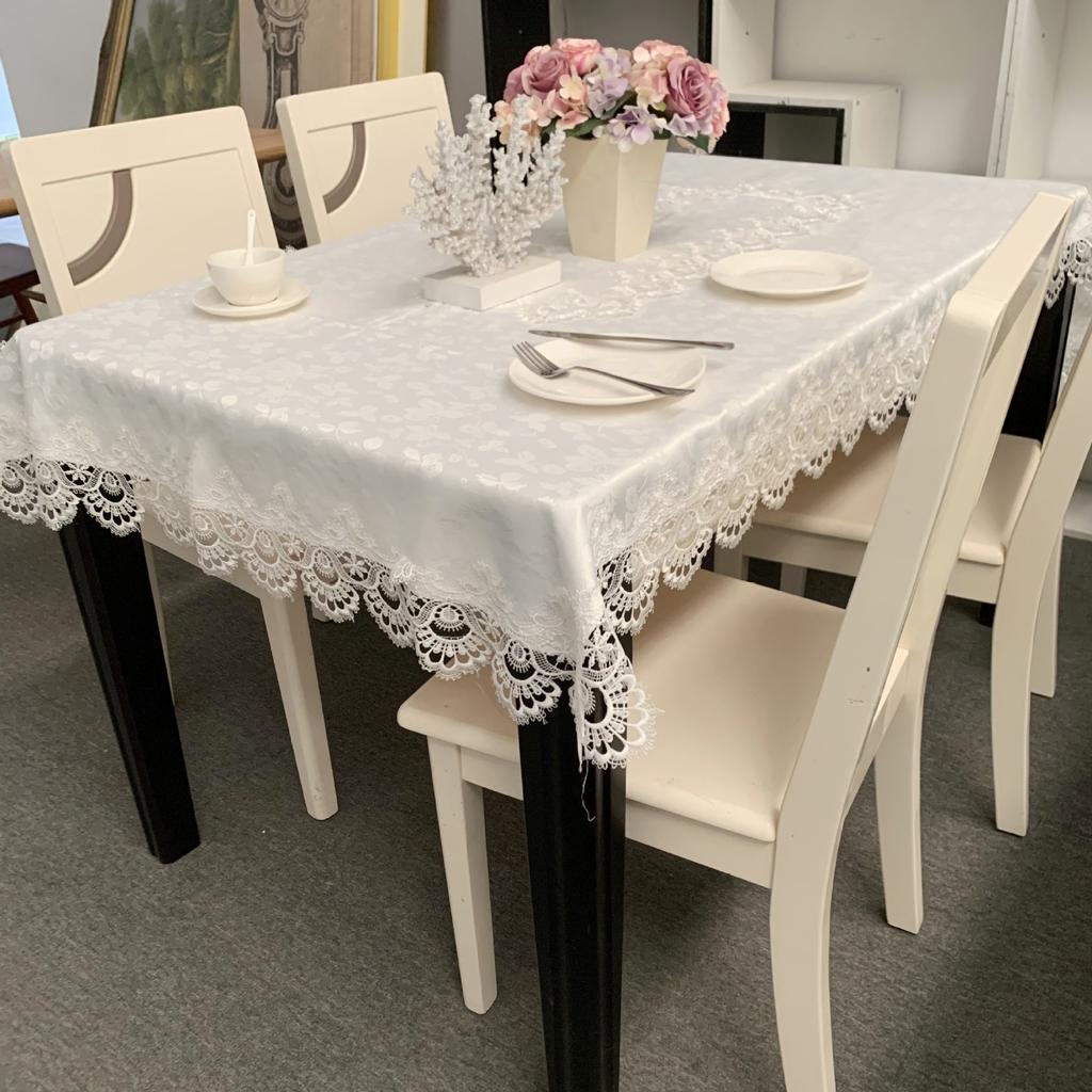 European Coffee Table Tablecloth Water-Soluble Lace Jacquard Fabric Modern Simple White Rectangular Dining Table Cloth