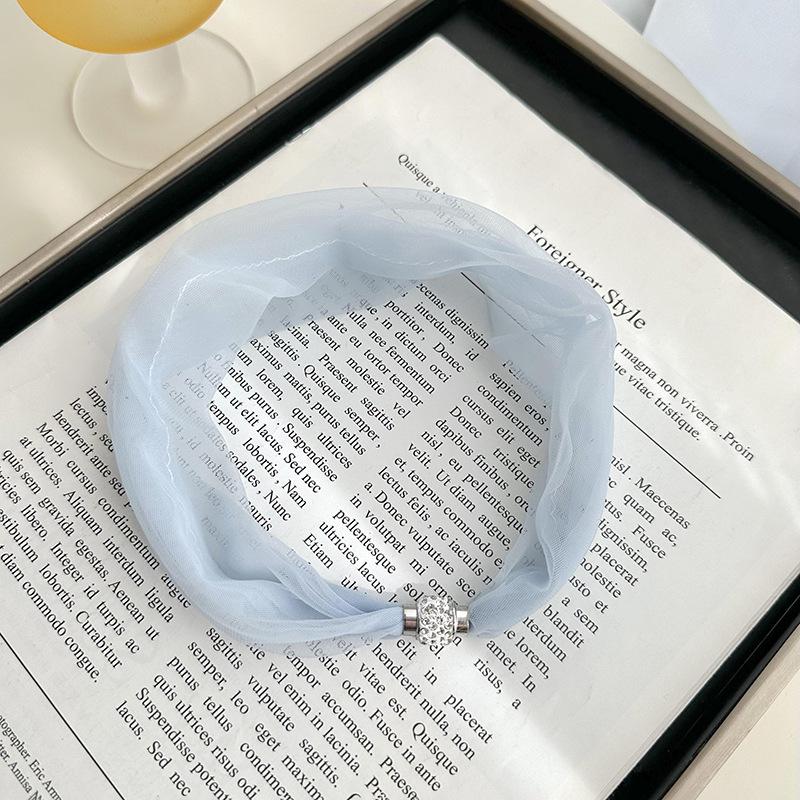 

Кружевной нагрудник женский летний магнитная застежка простой жемчужный кулон шарф на шею сетчатый дышащий литературное украшение шелковый шарф