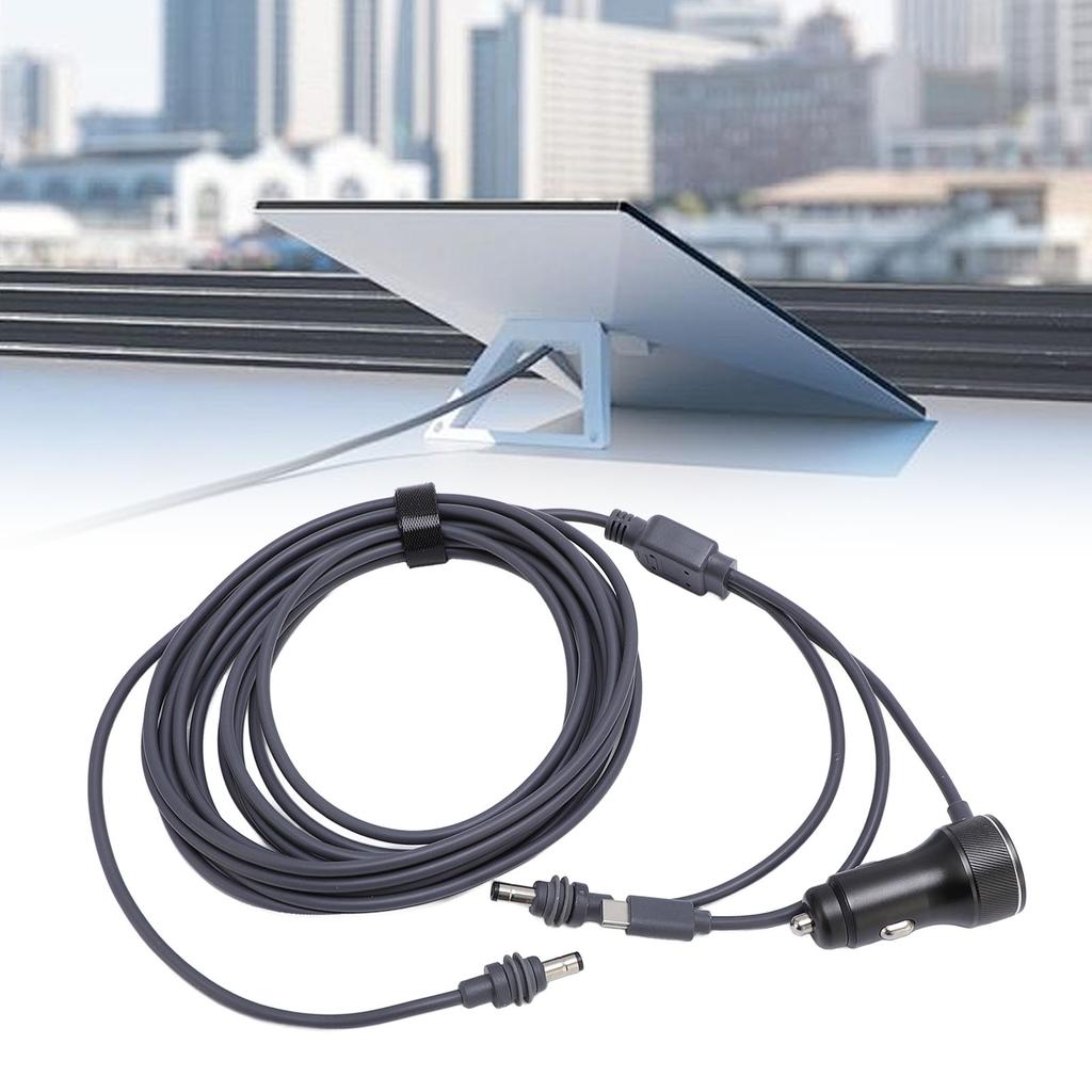 3 in 1 Power Cable USB C Car 18AWG 48W PD30W QC3.0 Power Supply Adapter 6.6ft Cable for Dish , Portable, Heatproof