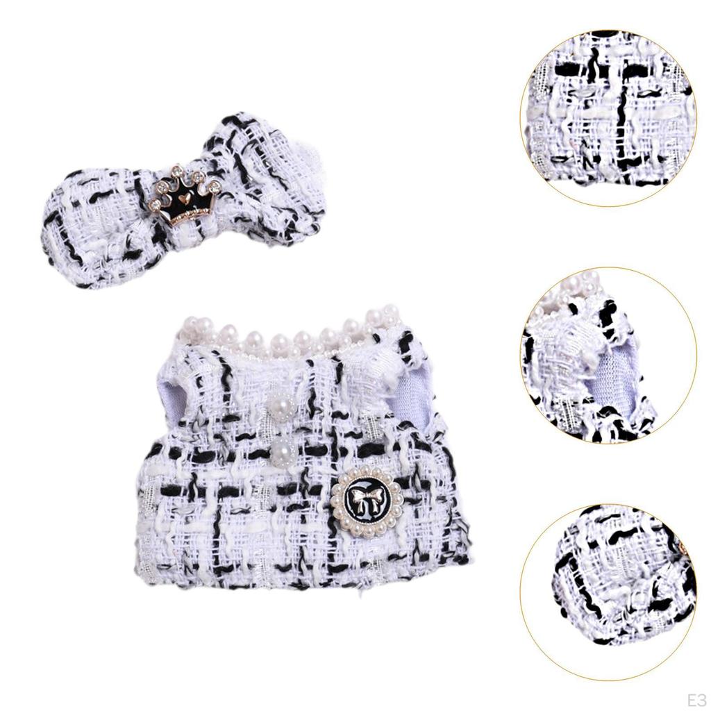 2 Stück Puppenkleid und Schleifen-Haarspange Miniaturkleidung Handgefertigte Kleidung für 15-17 cm