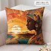 African American Woman Cushion Cover Silky Short Plush Invisible Zipper Dustproof Sofa Pillow Case For Home Decor