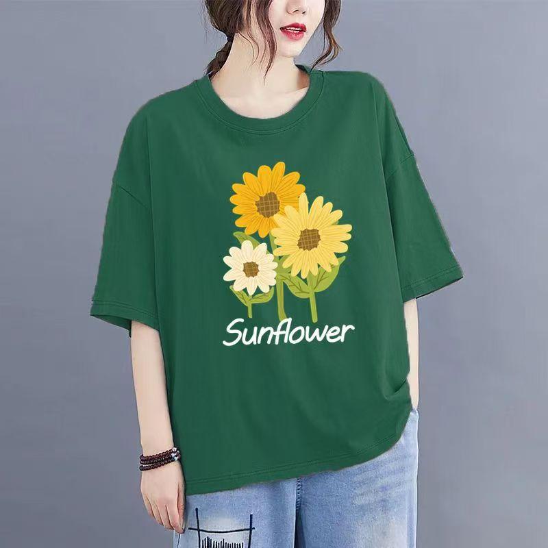 Cotton White T-shirt Women Short-sleeved Summer 2025 New Loose Short Half-sleeved Solid Color Tops