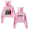 Kpop Demon Hunters Crop Tops Cat Ears 2 Sided Long Sleeve Crop Tops Girls Fashion Hoodie