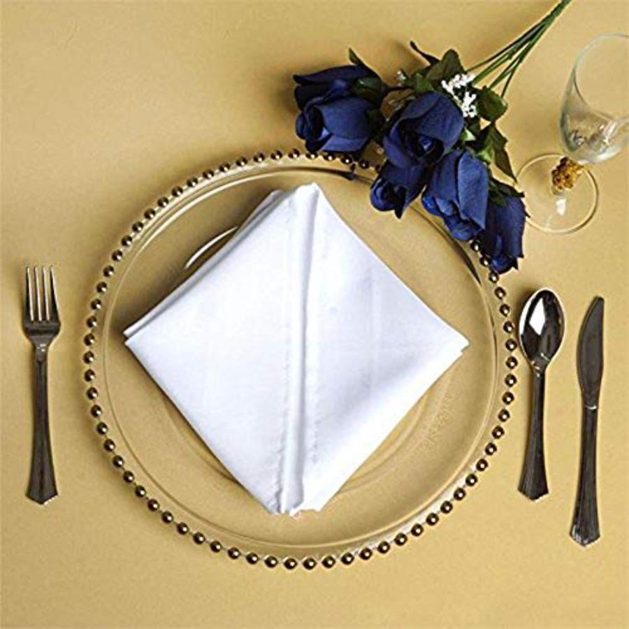 Gold Beaded Round Glass Dinner Plate Chargers with Wedding Decor Placemats Set of 24