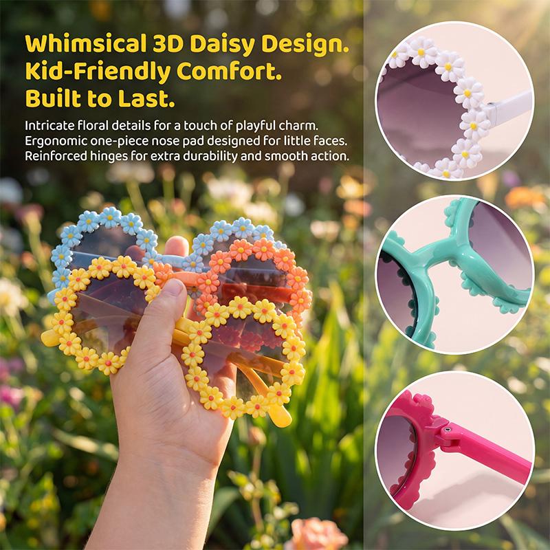 6 Stück Gänseblümchen Sonnenbrillen für Kinder Geburtstagsfeier Mitgebsel Junge Mädchen Geschenk Hawaiianische Sommerparty Brillen Set Strandhochzeit Dekoration