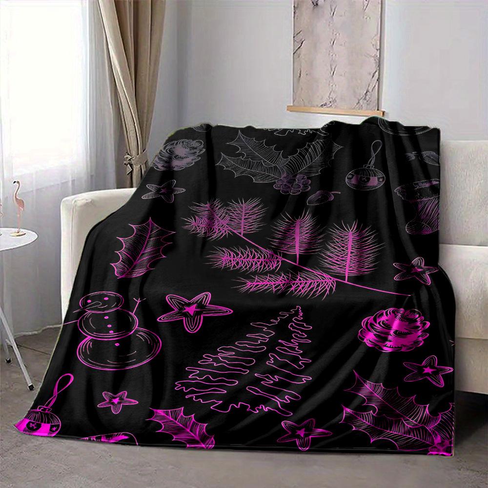 1pc Christmas Winter Print Blanket   Lightweight Flannel Throw Blanket For Sofa, Bed, Living Room, Office, Outdoor Travel, Camping