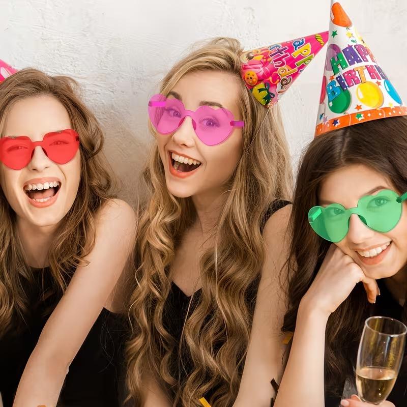 2026 Women Colors Polycarbonate Heart Shape Tinted Party Sunglasses Girls Vintage UV400 Colors Rimless Polarized Sun Glasses