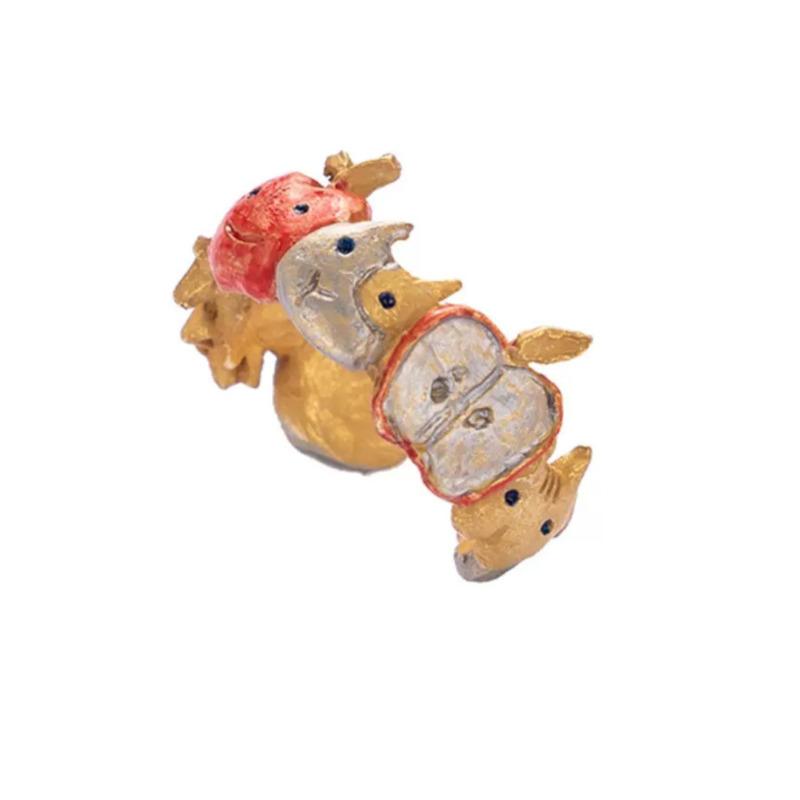 

BELLA BOX Изысканное и милое регулируемое кольцо с изображением яблока и кошки, шара для воссоединения, подходит для повседневной женской вечеринки, модных ювелирных изделий No. 2 жёлтый