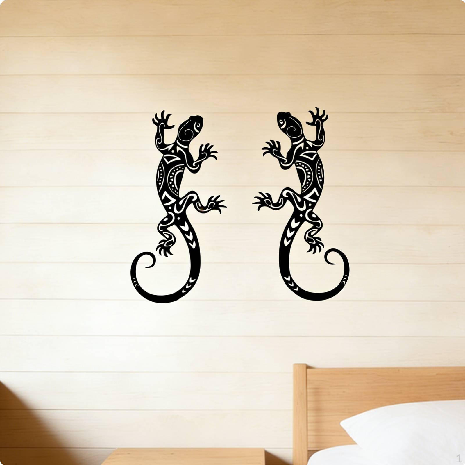 2 Pieces Geckos Wall Decor Silhouette Metal Reptile Art Hollowed Out Patterns Set