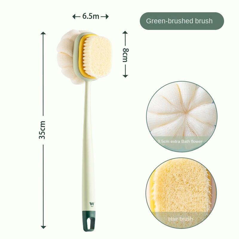 1Pc Pink Sponge Long Soft Hair Bath Brush Doubleside Rub Shower Brush Back Scrubber Exfoliating Tool