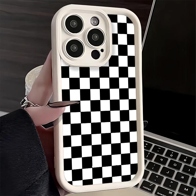 Phone Case for iPhone 17 Air 16E 15 16 Pro Max Retro Classic Chess Board Grid Cover 14 Plus 13 12 Mini Soft Shell Silicone Funda