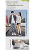 Men's Autumn White Cowhide Sneakers: New Fashion, Thick Sole, Hidden Height Boost, Breathable Round Toe Sports Design