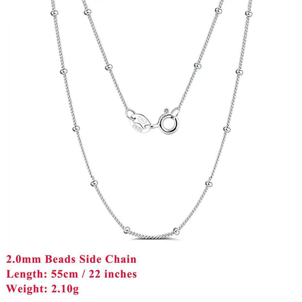 Effie Queen 925 Sterling Silver Side Chain Choker and Beads Ball Strand Basic Necklace Perfect for Celebrations and Gift SC22
