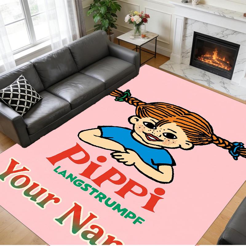 Crystal Velvet Rug Custom Name Text, Soft Non Slip Floor Mat Home DecorPippi Longstocking