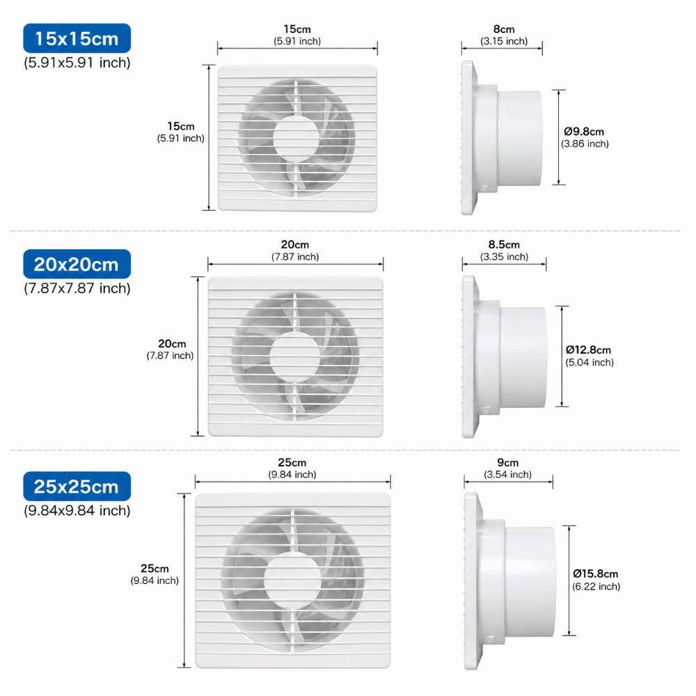 Extracteur Silencieux Ventilateur de Ventilation Faible Bruit Facile à Installer Ventilateur Mural Utilisation Toilettes