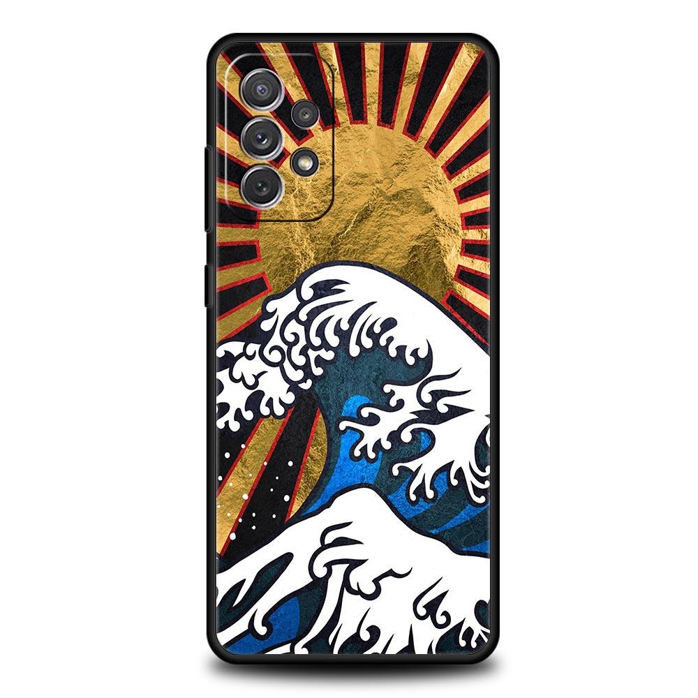 Phone Case For Samsung A13 A51 A71 A41 A31 A21S A11 A03S A12 A32 A52 A23 A33 A53 A73 5G Cover Golden Great Wave Kanagawa Surf