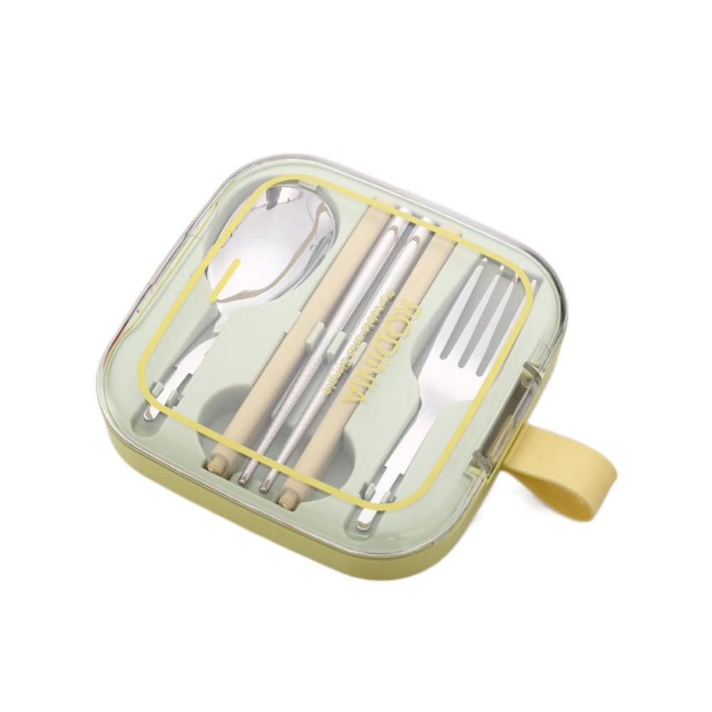 

Набор складных столовых приборов из 3 предметов, съемные ложка, вилка, палочки для еды, набор столовых приборов из нержавеющей стали, школа зелёный