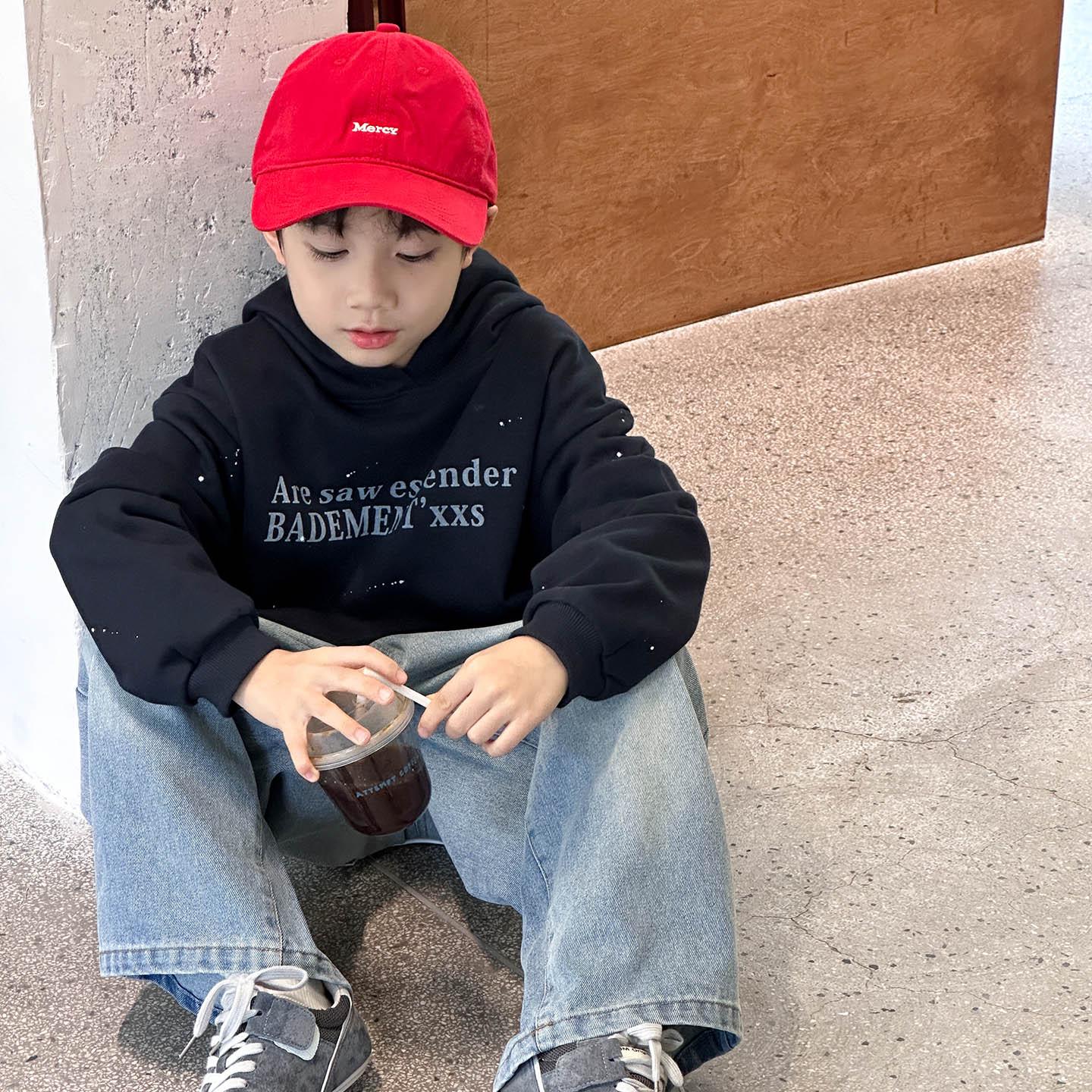 

Осенняя толстовка с капюшоном для мальчиков 2025 года - Повседневный топ в корейском стиле для детей старшего и среднего возраста 130 cm темно-синий