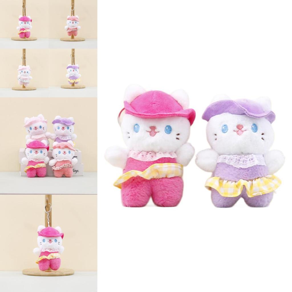 Adorable Plush Cat Keychain Accessory Cute Pink Kitten Doll With Soft Fur Material
