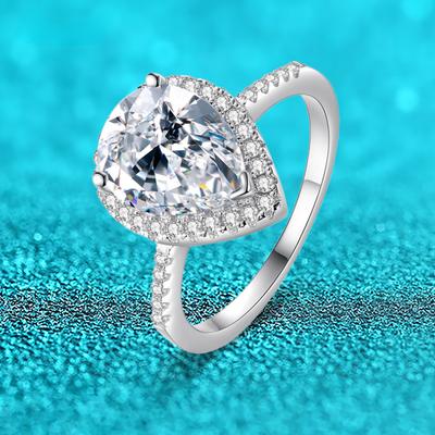 3CT 8*10mm Pear Cut Genuine Moissanite Ring for Women Sparkling Luxury Quality Jewelry S925 Sterling Silver Wedding Band