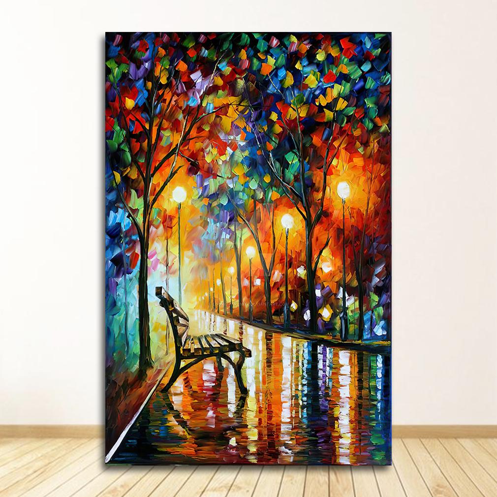 Abstrakt fargelegging Håndmalt oljemaleri Landskap for stuen Plakater Veggkunst Hjemdekorasjon uten ramme