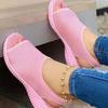 2021 Summer New Women's Mesh Knit Fishmouth Sandals with Thick Sole, Plus Size, Slip-On