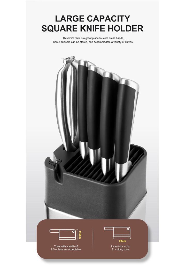 Multi-Functional Stainless Steel Knife Stand with Built-in Sharpener