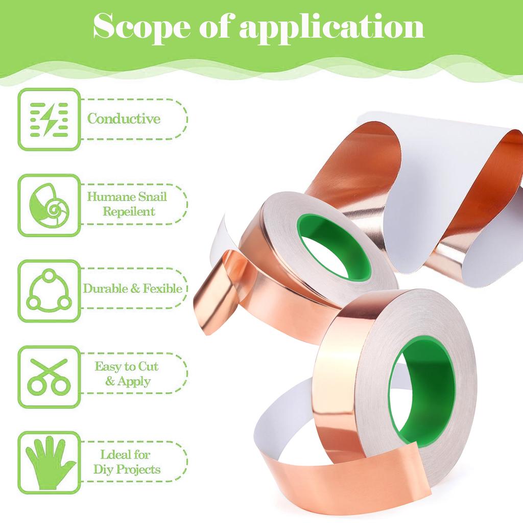 1pcs Length 20M Adhesive Conductive Coppers Foil Tape 3/5/6/8/10/12/15/20/30/50mm Double Sided Conduct Copper Foil Tapes