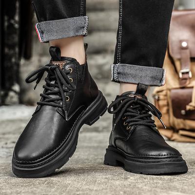 Bottes Martin pour hommes style automne décontracté chaussures montantes en cuir bottines pour hommes cuir mi-haut mode rétro